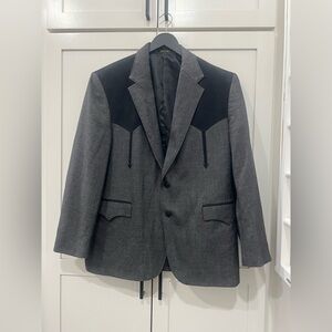 Circle S Dallas Texas Men 46 R Western Black and Gray Blazer Cowboy